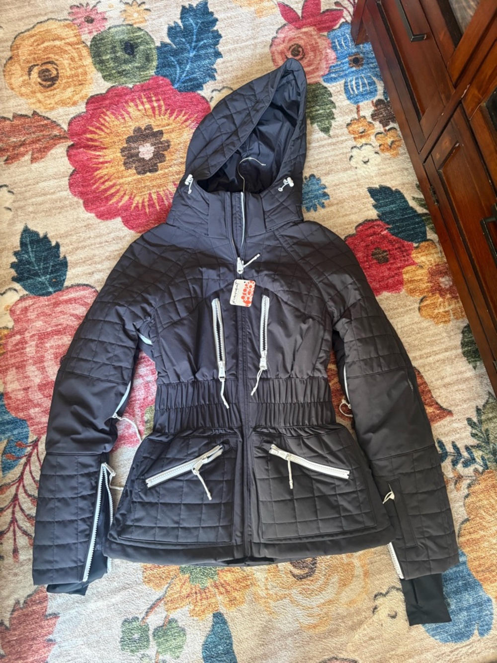 FP Movement by Free People Black Quilted Hooded Ski Jacket